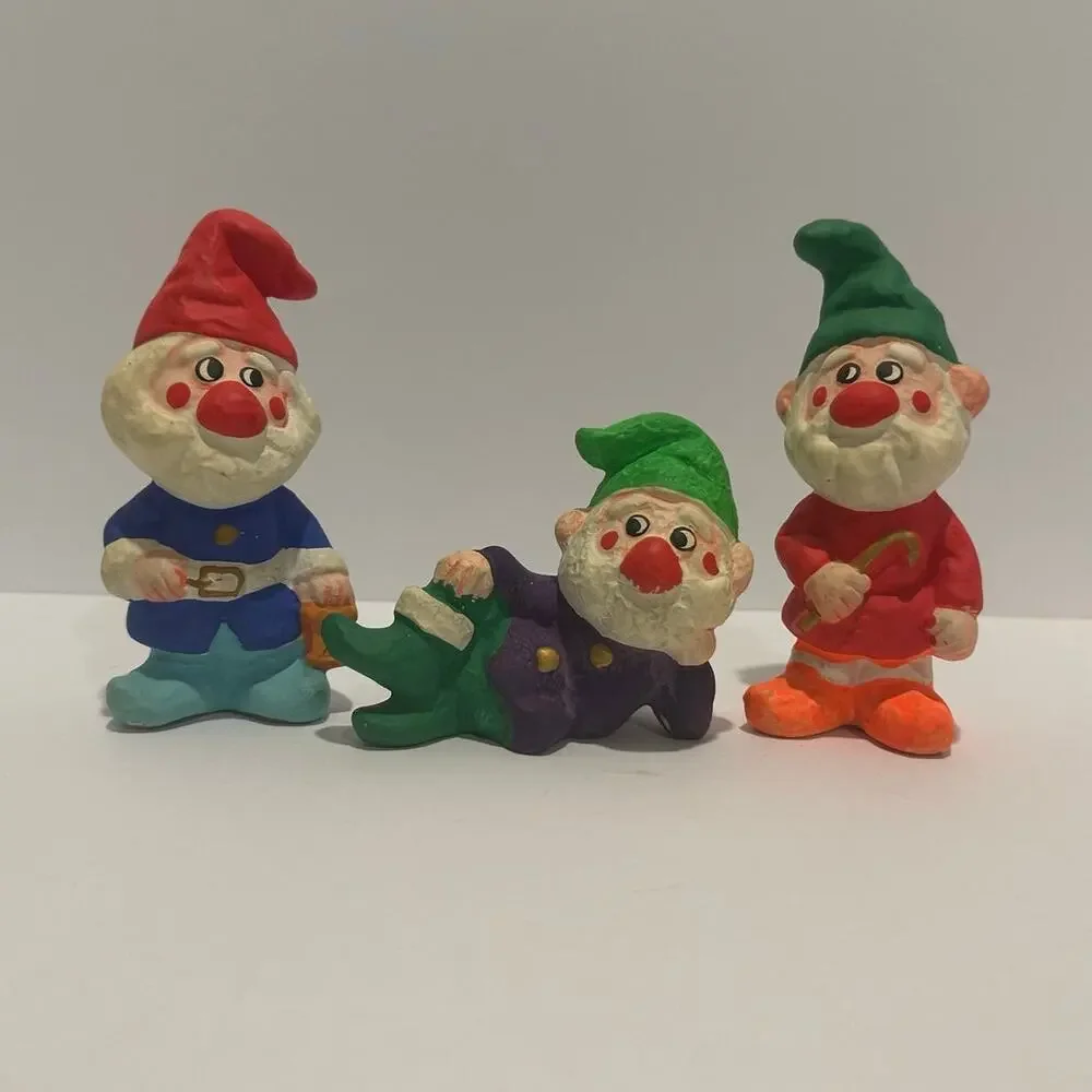 Vintage HOMCO Santa's helpers Elves set of 3 chalkware Christmas Holiday